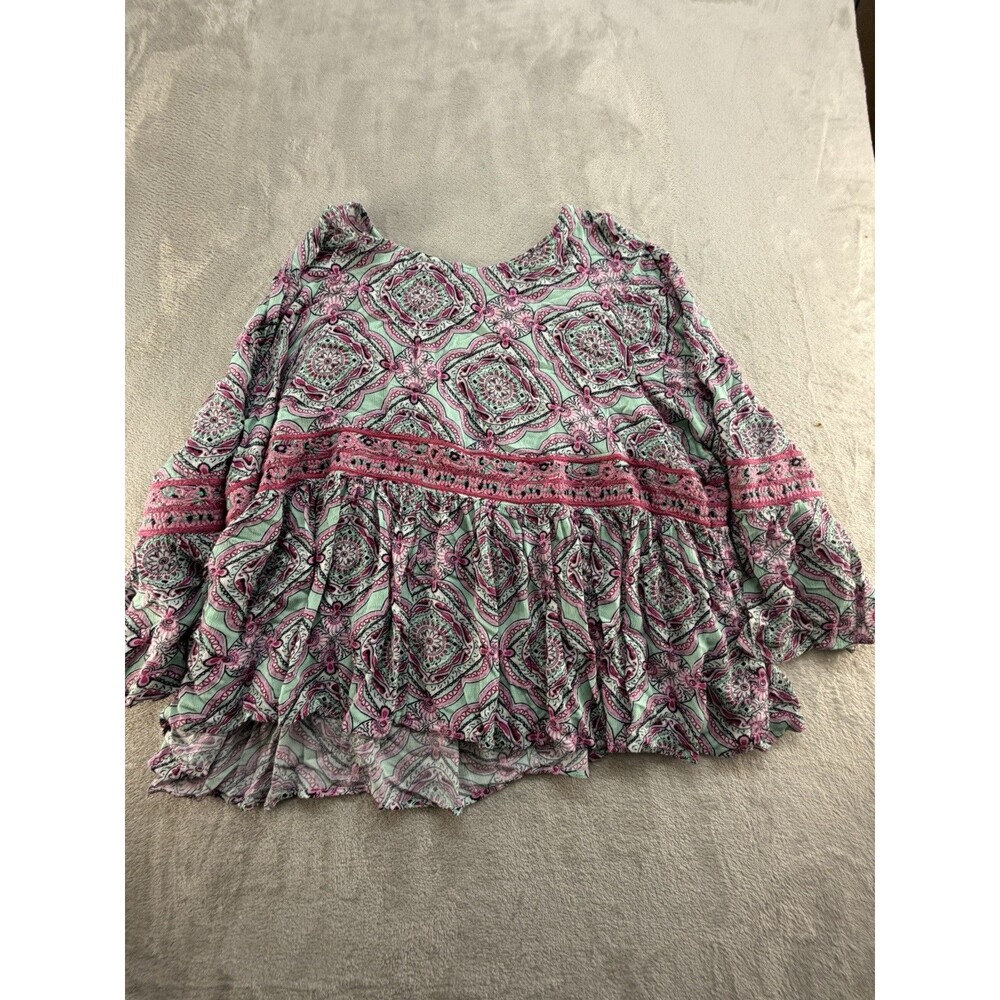 Croft & Ivy Blouse Womens 3X Floral Long Sleeve Boho Embroidered